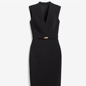 WHBM Black Ultimate Belted Sheath Dress Size 12 New